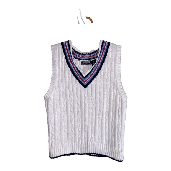 KITESTRINGS White Cotton Cable Knit Sweater Vest Sz 8-10 - Picture 1 of 7